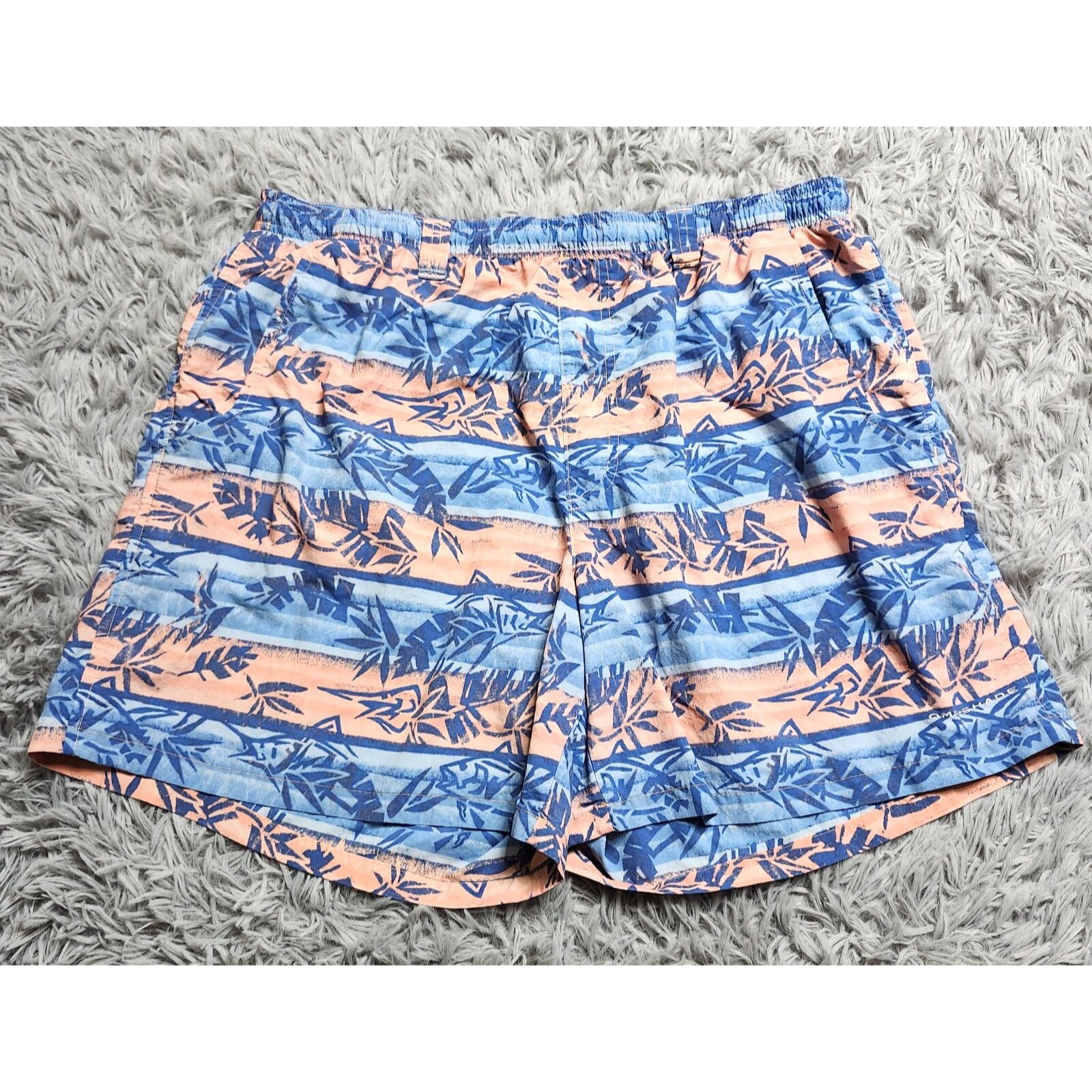 Columbia Pfg Shorts Mens Large 6l Swim Trunks Pink Blue Fishing Swimming Unlined